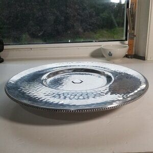 Lazy Susan Hammered Aluminium  Serving Tray Measures 35 cm Mid Century